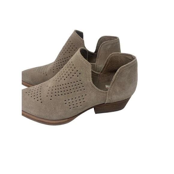 Gianni Bini Perforated Suede Block Heel Booties in Brown Size 6 M Preowned - Picture 3 of 6